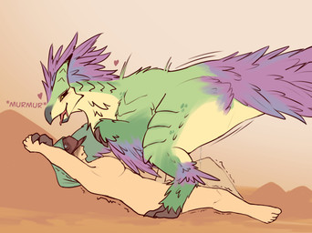 balls bestiality bodily_fluids claws dominant dominant_female duo feathers fe...