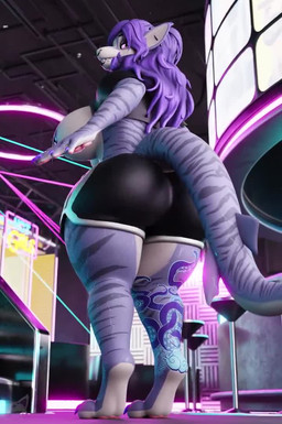 5_fingers anthro barbell_piercing big_breasts big_butt blue_body blue_scales ...