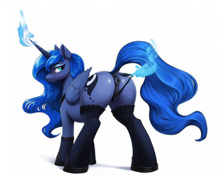 animal_genitalia animal_vulva anus blue_body blue_hair butt clothed clothed_f...