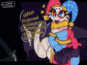 anthro armwear blue_eyes blue_outfit bodypaint breasts clothing clown clown_m...