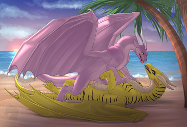 beach bodily_fluids claws duo erection female female_feral female_penetrated ...