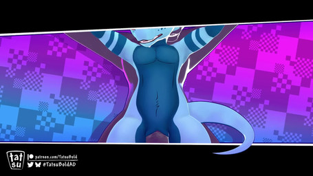 abdominal_bulge abstract_background anthro anthro_penetrated blue_body blue_f...