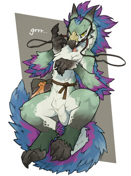 ambiguous_feral ambiguous_gender bedroom_eyes bridle claws countershade_face ...