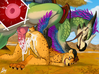 after_sex after_vaginal all_fours animal_genitalia anthro anthro_on_feral anu...