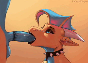 anthro anthro_penetrated balls black_lipstick bodily_fluids collar deep_throa...