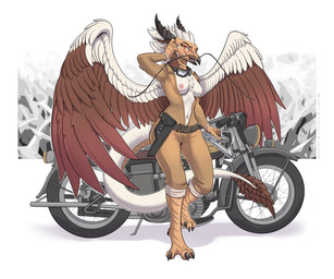 3_toes anthro areola barbel_(anatomy) beak biped blush breasts brown_body bro...