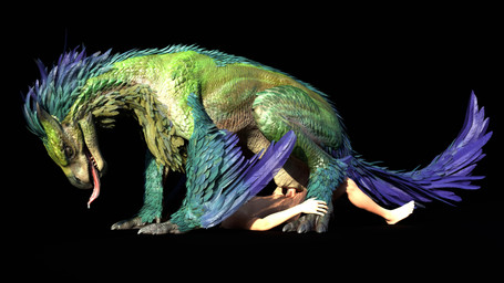 beak bestiality black_background blue_body blue_feathers bodily_fluids claws ...