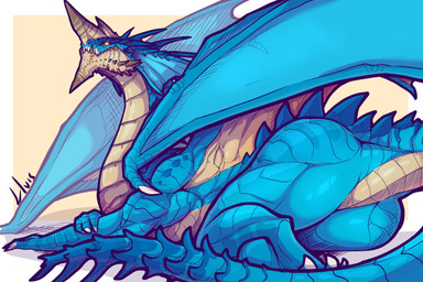 ambiguous_feral ambiguous_gender blue_body blue_scales butt claws featureless...