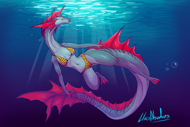 anthro bikini bikini_bottom bikini_top breasts clothed clothed_anthro clothed...