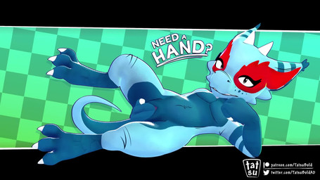 abstract_background anthro blue_body blue_fur blue_scales claws digitigrade f...