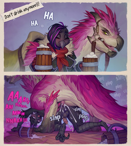 alcohol all_fours anal anal_orgasm anal_penetration anthro anthro_on_feral an...