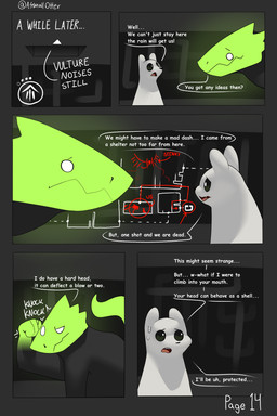 ambiguous_gender anthro black_eyes bodily_fluids comic_panel dialogue duo fer...