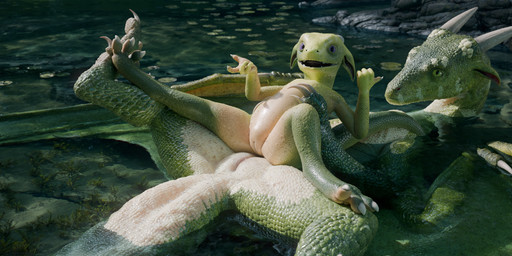 animal_genitalia anthro assisted_exposure claws cloaca duo female female/fema...