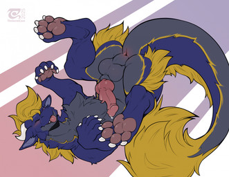animal_genitalia anus balls blep bodily_fluids claws dripping feet feral fur ...