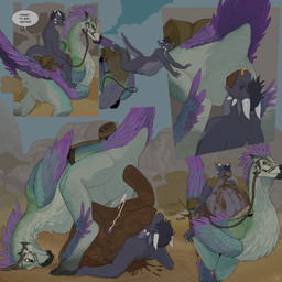 anthro anthro_on_feral ass_up beak belly belly_inflation bestiality big_belly...