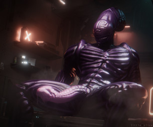 alien_genitalia big_penis bodily_fluids dripping erection genital_fluids geni...