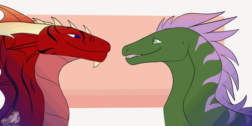 ambiguous_gender black_body black_scales blue_eyes blush duo feathered_crest ...