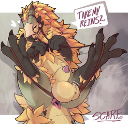 animal_genitalia anus balls big_balls claws feathers feral finger_claws genit...