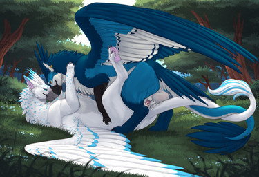 anal anal_penetration balls blue_body blue_fur bodily_fluids claws cum cum_in...