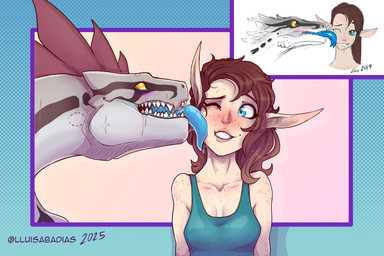 anthro blue_clothing blue_gums blue_shirt blue_tank_top blue_tongue blue_topw...
