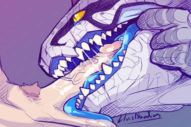 anthro ballsurfing bodily_fluids duo fellatio genital_danger_play genitals hu...