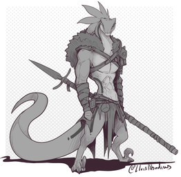 3_toes abs anthro armor biped claws clothed clothed_anthro clothed_male cloth...