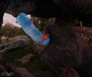 balls_deep beak beak_fetish beak_play beak_sex beakjob bodily_fluids duo erec...