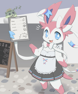 ambiguous_gender anthro blue_eyes bow_ribbon clothing duo fur gesture hair ha...