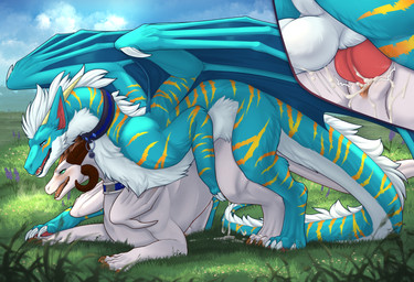 balls blue_body blue_fur blush bodily_fluids claws collar cum cum_in_vagina c...