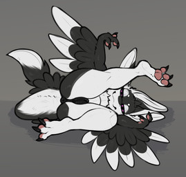 4_ears animal_genitalia animal_vulva anthro anus bent_legs big_butt big_tail ...