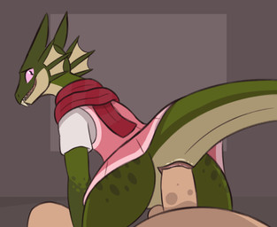 animal_genitalia anthro anthro_penetrated balls bodily_fluids bottomwear cloa...