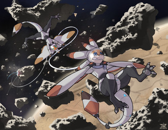 3_fingers 4_ears 4_toes amazing_background ambiguous_gender anthro asteroid a...