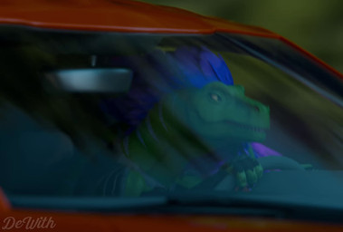 ambiguous_gender armor car car_crash driving driving_car drunk duo feral fore...