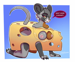 3_toes 4_fingers all_fours anthro areola biped breasts buckteeth butt claws d...