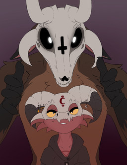 anthro black_sclera bone bone_mask brown_body brown_fur chest_tuft christian_...