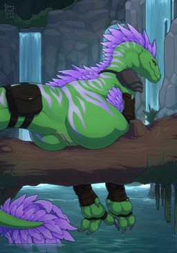 accessory anus armor bag big_butt butt claws clothing fallen_tree feathers fe...