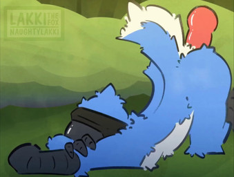 animal_genitalia animal_penis anthro ass_up beak blindfold blue_body blue_fea...