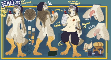 3_toes anthro anus avian_feet balls bandage barefoot beak beanie beanie_only ...