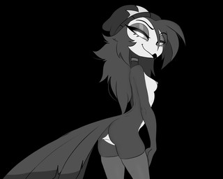 anthro beanie bedroom_eyes black_background breasts butt choker clothing fema...