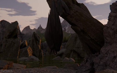 animal_genitalia annoyed anus black_body black_scales cloud day detailed_back...