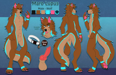 animal_genitalia anthro balls blep butt canine_genitalia claws collar collar_...