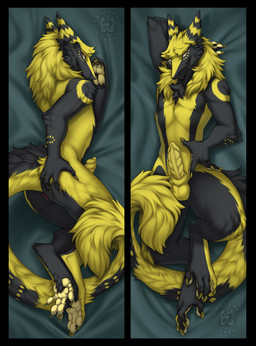 animal_genitalia anus balls bedding claws dakimakura erection fur genitals lo...