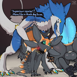 2_penises 3_fingers 4_ears 4_toes anal anal_penetration animal_genitalia anim...