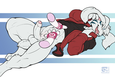anthro balls belly_rub biped bodily_fluids bottomless bottomless_anthro botto...
