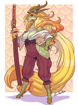 5_fingers anthro biped border breasts clothed clothed_anthro clothed_female c...