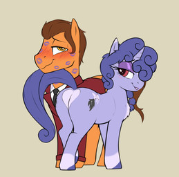 animal_ears blush brown_hair butt clothed clothed_feral clothing cutie_mark d...