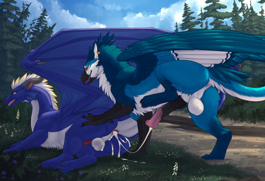 animal_genitalia animal_penis anus balls blue_body bodily_fluids butt claws c...