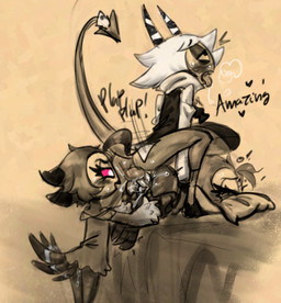 2_horns adult_on_child adult_on_young age_difference all_fours anthro anthro_...