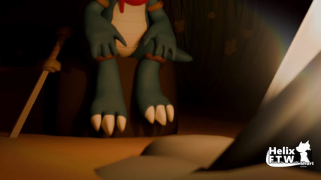 abdominal_bulge anthro anthro_prey blue_body blue_glow desert duo feral feral...
