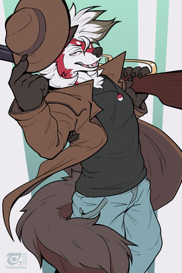 5_fingers anthro biped bottomwear claws clothed clothed_anthro clothed_male c...